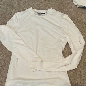 2 Women’s small tops Shein white long tee , Hollister yellow short sleeve w ties